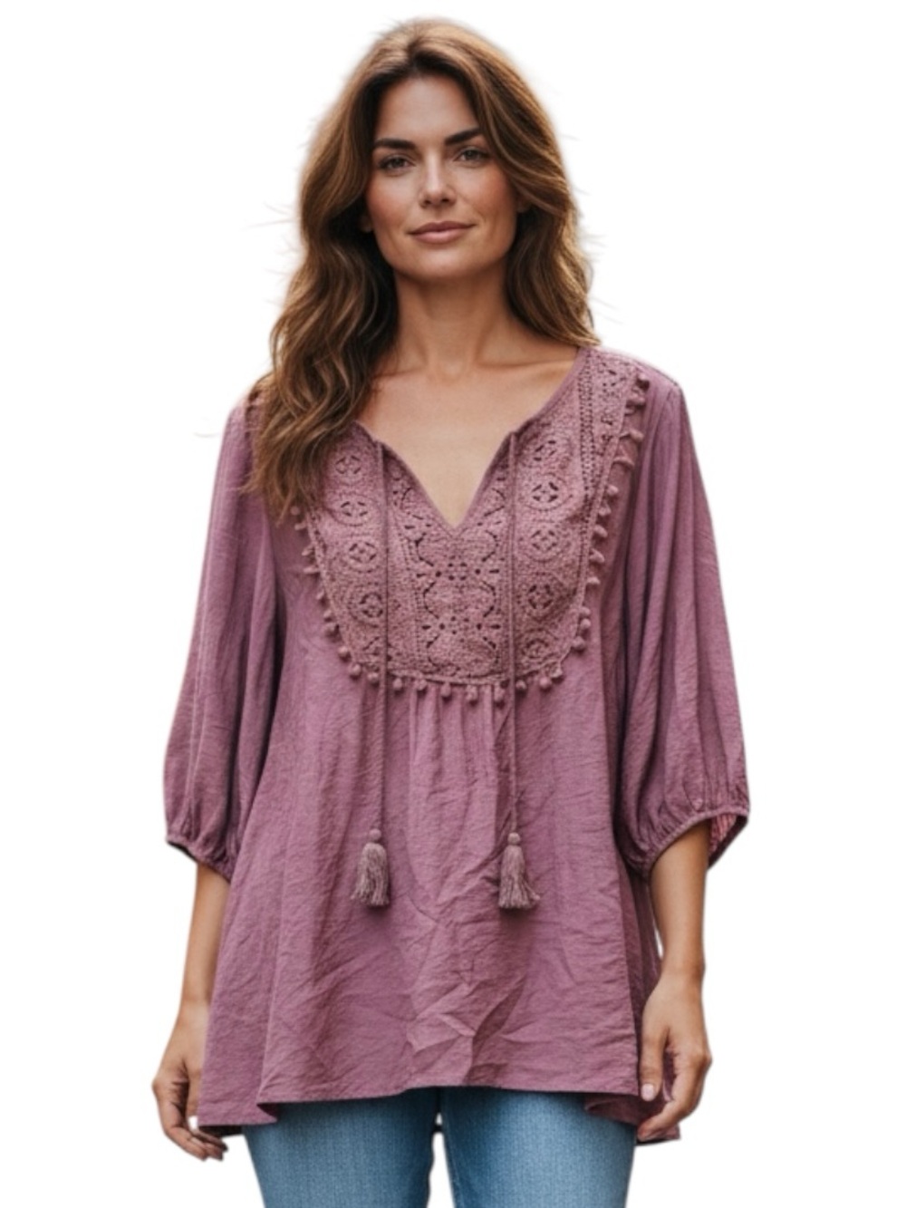 BloomChic Mauve-Pink Boho Blouse NWOT Size 16